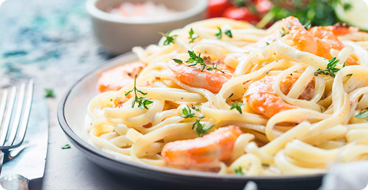 Penne con Camarones